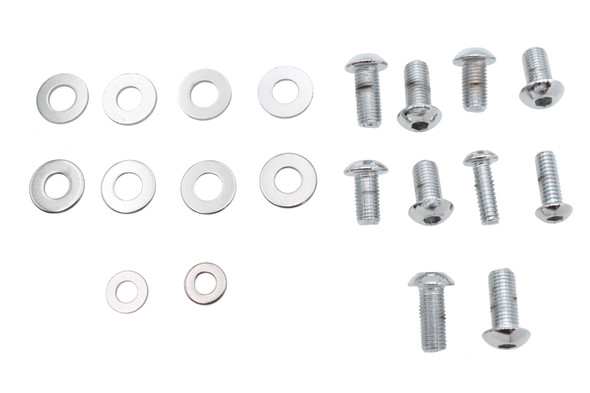 V-Twin - 37-1077 - Headlamp Cowl Screw Kit Polished Chrome - Fits 1960-1984 Harley-Davidson FL