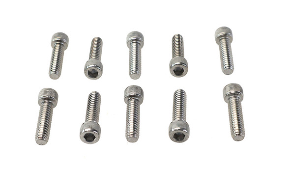 V-Twin - 37-8302 - Allen Socket Cap Bolt Knurled Chrome 1/4 inch X 7/8 inch
