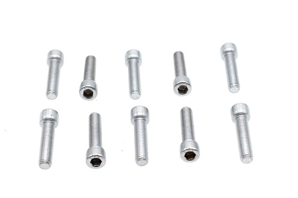V-Twin - 37-8327 - Allen Socket Cap Bolt Knurled Chrome 1/4 inch X 1 inch