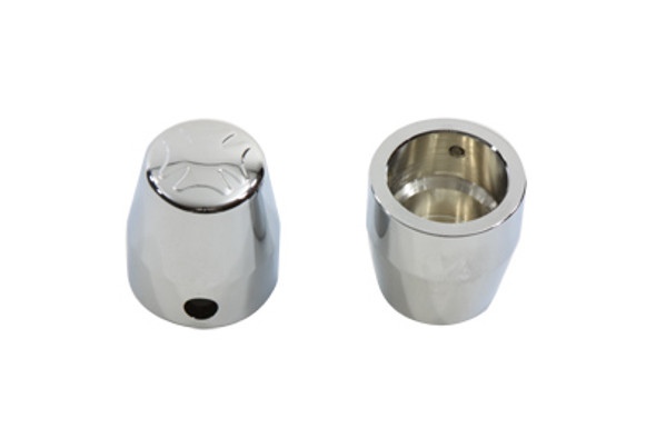 V-Twin - 37-9007 - Chrome Rear Axle Nut Caps Maltese Style