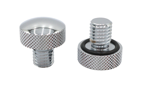 V-Twin - 37-9125 - Knurled Seat Tab Mount Knob Set - Fits 1986-2005 Harley-Davidson FLST, 1984-2005 FXST