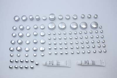 V-Twin - 37-9533 - Chrome Bolt Cap 74 Piece Cover Kit - Fits 1984-2003 Harley-Davidson XL