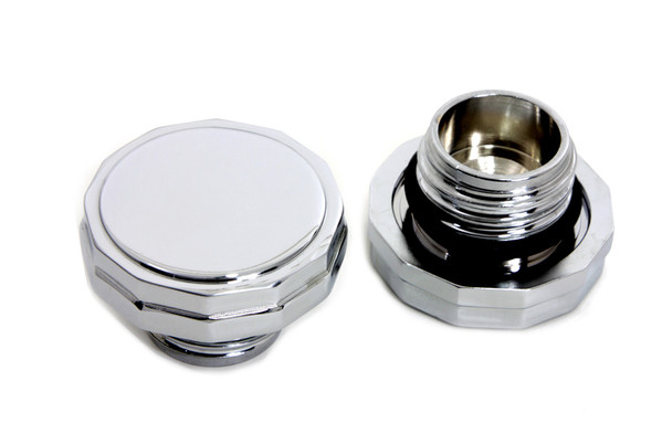 V-Twin - 38-0445 - Chrome Hexagon Style Vented and Non-Vented Gas Cap Set