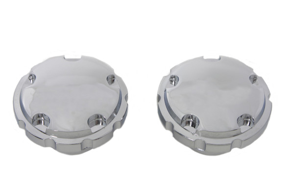 V-Twin - 38-0447 - Chrome Techno Style Vented and Non-Vented Gas Cap Set