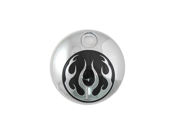 V-Twin - 38-0605 - Chrome with Chrome Flames FLT Fuel Tank Console Door