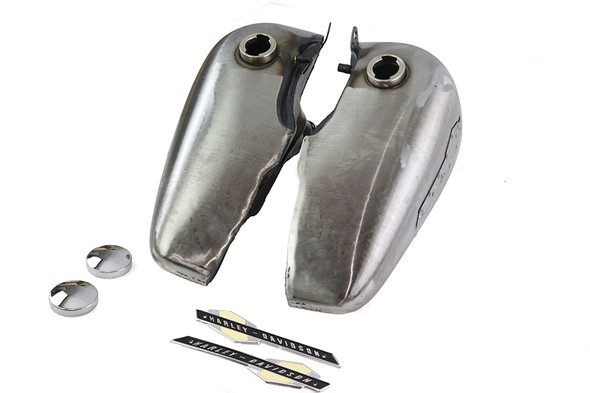 V-Twin - 38-0899 - Bobbed 5 Gallon Gas Tank Set with Emblems - Fits 1971-1984 Harley-Davidson FX, 1941-1984 FL