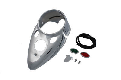 V-Twin - 39-0112 - Chrome Cateye Dash Panel - Fits 1939-1946 Harley-Davidson W, FL, EL