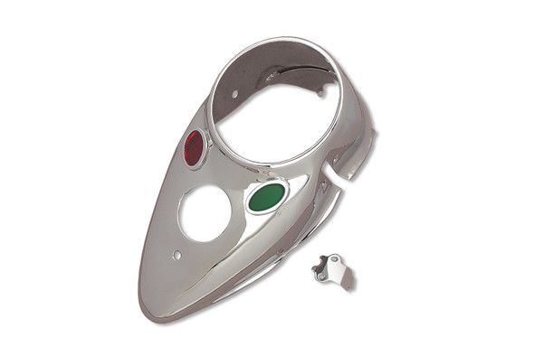 V-Twin - 39-0112 - Chrome Cateye Dash Panel - Fits 1939-1946 Harley-Davidson W, FL, EL