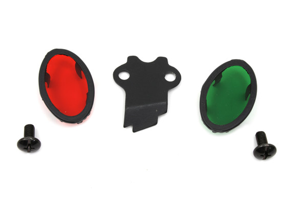 V-Twin - 39-0206 - Parkerized Cateye Dash Panel Lens Set - Fits 1941-1946 Harley-Davidson U, 1939-1946 W, G, 1941-1946 FL, 1939-1946 EL