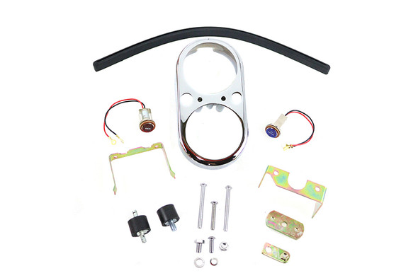 V-Twin - 39-0244 - FXS Dash Housing Kit Chrome - Fits 1977-1984 Harley-Davidson FXS
