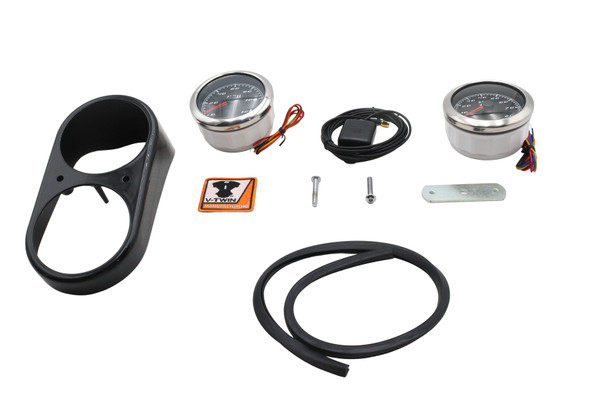 V-Twin - 39-0285 - GPS Speedometer and Tachometer Dash Kit Black - Fits 1991-2008 Harley-Davidson FXD, 1988-1994 FXR, 1978-1984 FXE