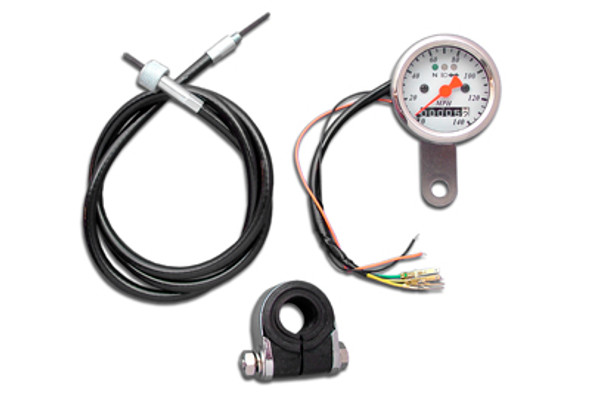 V-Twin - 39-0439 - Mini 48mm Speedometer with 2:1 Ratio