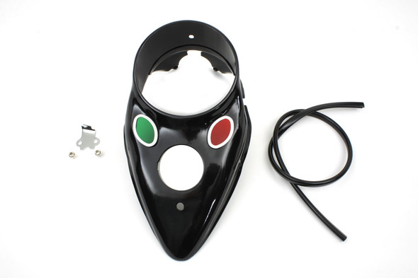 V-Twin - 39-0446 - Black Replica Cateye Dash Panel - Fits 1939-1940 Harley-Davidson EL, 1941-1946 FL, 1939-1946 WL