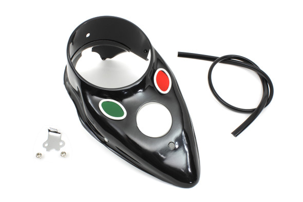 V-Twin - 39-0446 - Black Replica Cateye Dash Panel - Fits 1939-1940 Harley-Davidson EL, 1941-1946 FL, 1939-1946 WL