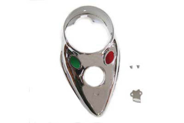 V-Twin - 39-0447 - Chrome Replica Cateye Dash Panel