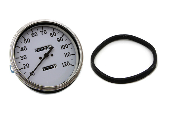 V-Twin - 39-0480 - Replica 2:1 Speedometer with Black Needle - Fits 1936-1952 Harley-Davidson WL, 1936-1940 EL, 1941-1961 FL, 1938-1948 UL