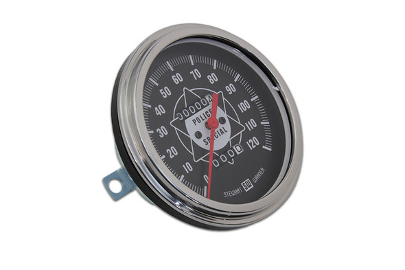 V-Twin - 39-0671 - Police Speedometer With Red Needle - Fits 1968-1973 Harley-Davidson G, 1968-1980 FL