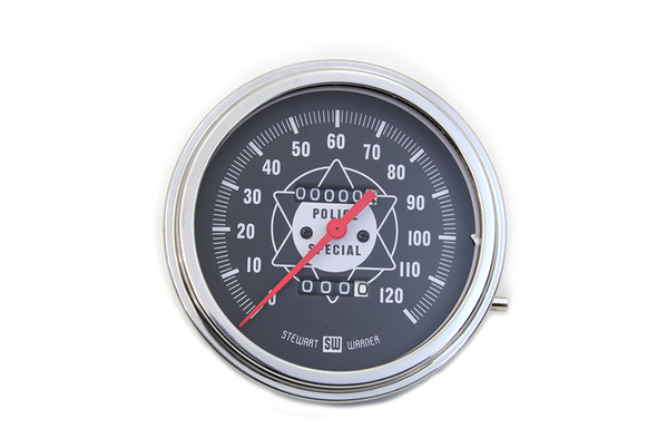 V-Twin - 39-0671 - Police Speedometer With Red Needle - Fits 1968-1973 Harley-Davidson G, 1968-1980 FL