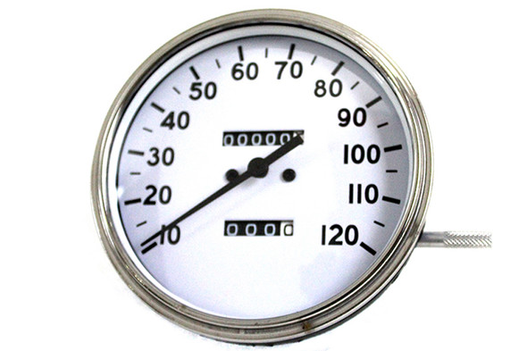 V-Twin - 39-0823 - Replica 2:1 Speedometer with Black Needle - Fits 1936-1952 Harley-Davidson WL, 1936-1940 EL, 1941-1961 FL, 1938-1948 UL