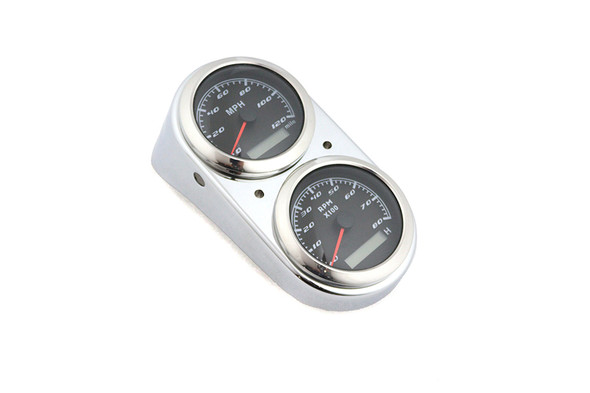 V-Twin - 39-0840 - GPS Speedometer and Tachometer Dash Kit Chrome - Fits 1991-2008 Harley-Davidson FXD, 1978-1985 FXE, 1988-1994 FXR