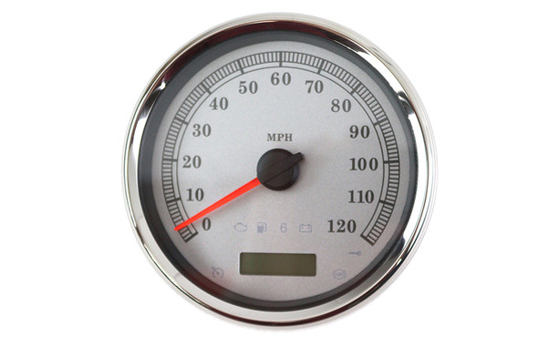 V-Twin - 39-0881 - 5 inch Electronic Speedometer Assembly Silver - Fits 2004-2013 Harley-Davidson FLHR, 2004-2011 FXD, 2004-2010 FXST, FLST