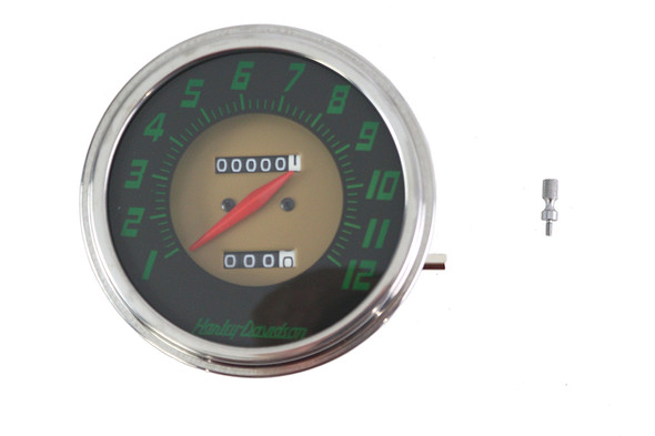 V-Twin - 39-0889 - FLH 2:1 Ratio Replica Green Face Speedometer - Fits 1956-1961 Harley-Davidson FL