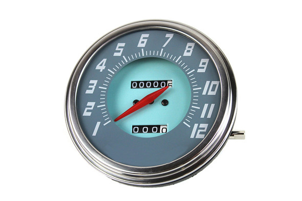 V-Twin - 39-0891 - FLH 2:1 Ratio Replica Gray-Blue Face Speedometer - Fits 1948-1952 Harley-Davidson FL