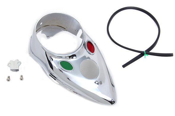 V-Twin - 39-0894 - Chrome Cateye Dash Panel - Fits 1942-1946 Harley-Davidson W, 1941-1946 FL, 1939-1946 EL