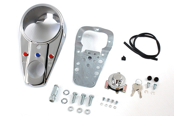 V-Twin - 39-0951 - Chrome Three Light Dash Panel Kit