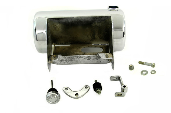 V-Twin - 40-0232 - Chrome Round Oil Tank Side Fill