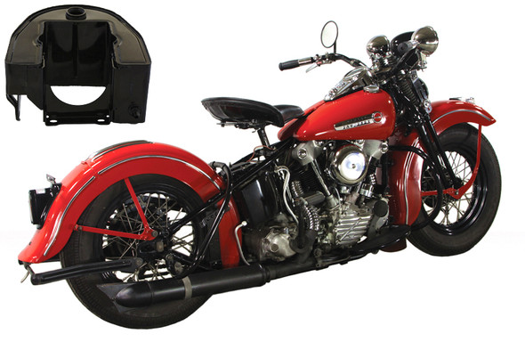 V-Twin - 40-0493 - Replica Black Tourist Trophy Bobber Short Oil Tank