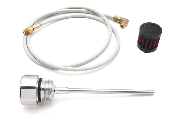 V-Twin - 40-0644 - M8 Oil Tank Vented Dipstick Polished - Fits 2017-2022 Harley-Davidson FLT