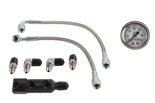 V-Twin - 40-0759 - Panhead Rocker Box Oil Line and Gauge Kit - Fits 1963-1969 Harley-Davidson FL