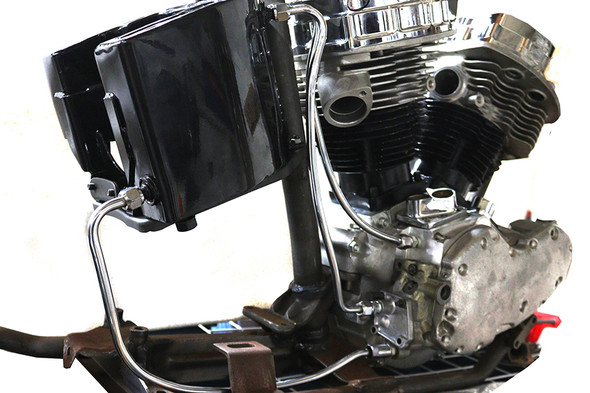 V-Twin - 40-1295 - Chrome Oil Line Set
