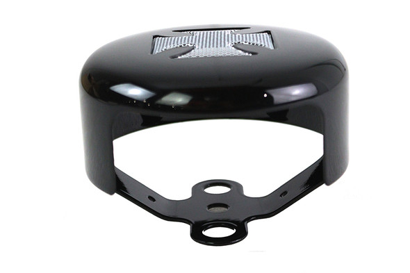 V-Twin - 42-0170 - Round Horn Cover Black with Chrome Maltese