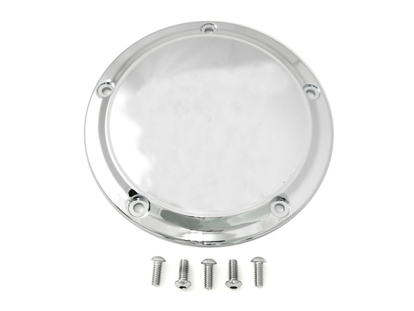 V-Twin - 42-0190 - Chrome 5-Hole Smooth Derby Cover - Fits 1999-2018 Harley-Davidson FXST, 1999-2015 FLT, 1999-2017 FXD, 1999-2018 FLST