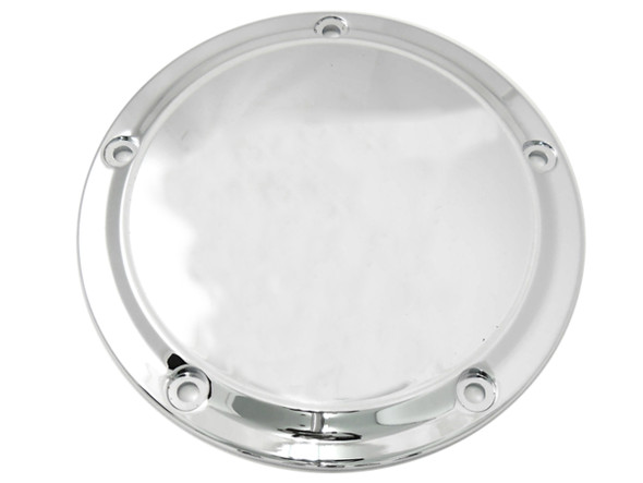 V-Twin - 42-0190 - Chrome 5-Hole Smooth Derby Cover - Fits 1999-2018 Harley-Davidson FXST, 1999-2015 FLT, 1999-2017 FXD, 1999-2018 FLST