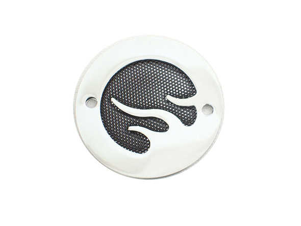 V-Twin - 42-0465 - Black Mesh Flame Chrome Ignition System Cover