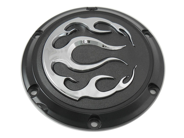 V-Twin - 42-0469 - Black 6-Hole Flame Derby Cover