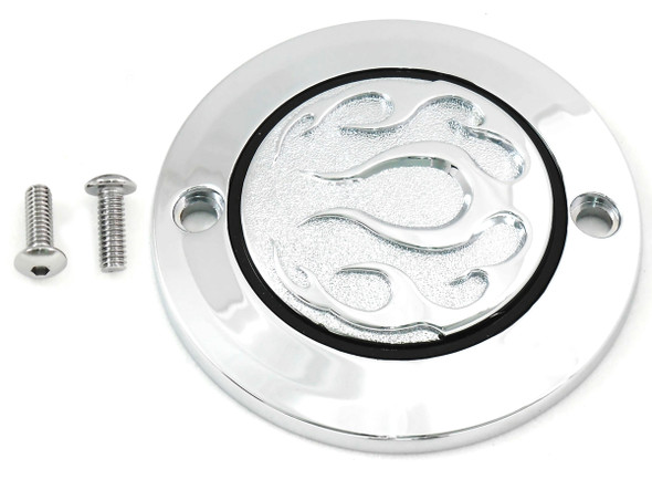 V-Twin - 42-0474 - Chrome 2-Hole Flame Point Cover