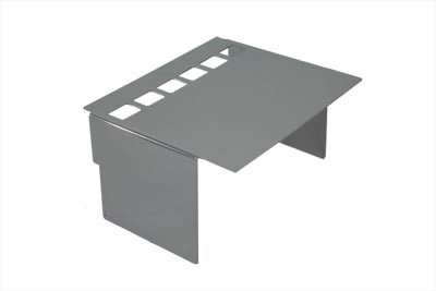 V-Twin - 42-0502 - Chrome Battery Side Cover with Square View Holes - Fits 1973-1984 Harley-Davidson FXB, 1980-1986 FXWG, 1973-1984 FXS, 1982-1994 FXR, 1973-1986 FX, 1982-1996 XLH, 1973-1984 FXE, FXEF, 1991-1996 FXD