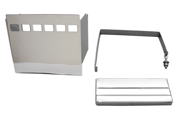 V-Twin - 42-0547 - Battery Cover Kit Chrome Slotted - Fits 1991-1997 Harley-Davidson XLH