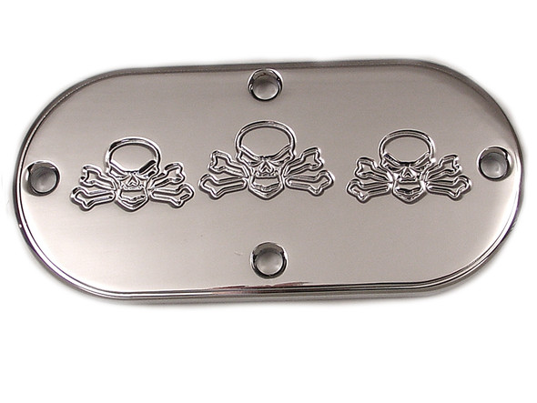 V-Twin - 42-1008 - Bonehead Skull Inspection Cover Chrome - Fits 1970-1984 Harley-Davidson FL, 1986-2006 FLST, 1984-2006 FXST