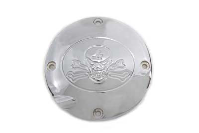 V-Twin - 42-1018 - Skull Clutch Inspection Cover Chrome - Fits 1994-2003 Harley-Davidson XL