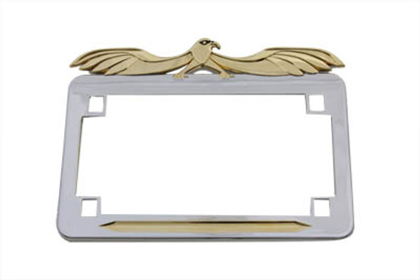 V-Twin - 42-1038 - License Plate Frame Flying Eagle Style Gold Inlay