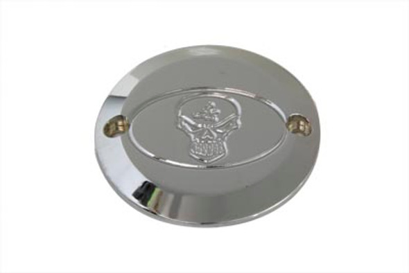 V-Twin - 42-1058 - Skull Ignition System Cover 2-Hole Chrome Horizontal