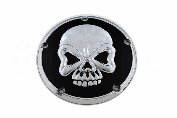 V-Twin - 42-1081 - Skull Design 5 Hole Derby Cover Chrome - Fits 1999-2018 Harley-Davidson FXST, 1999-2015 FLT, 1999-2017 FXD, 1999-2018 FLST