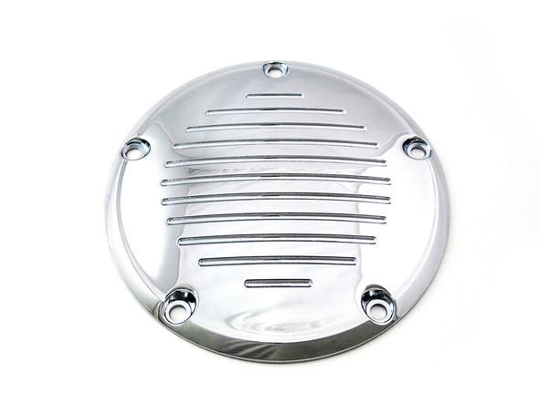V-Twin - 42-1141 - Chrome Grooved 5-Hole Derby Cover - Fits 1999-2018 Harley-Davidson FXST, 1999-2015 FLT, 1999-2017 FXD, 1999-2018 FLST