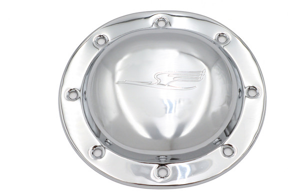 V-Twin - 42-1305 - Replica Bird Style Derby Cover Chrome - Fits 1936-1940 Harley-Davidson EL, 1941-1964 FL, 1941-1963 WL, 1937-1948 UL, 1941-1963 GE