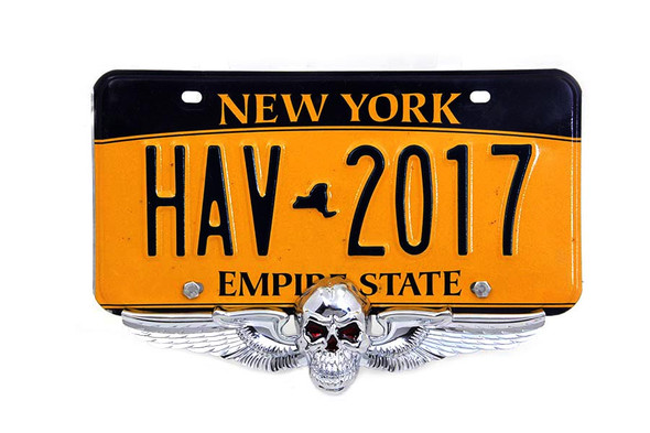 V-Twin - 42-1530 - Skull Wing License Plate Ornament